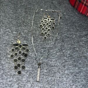 Elegant Silver and Black Jewelry Set